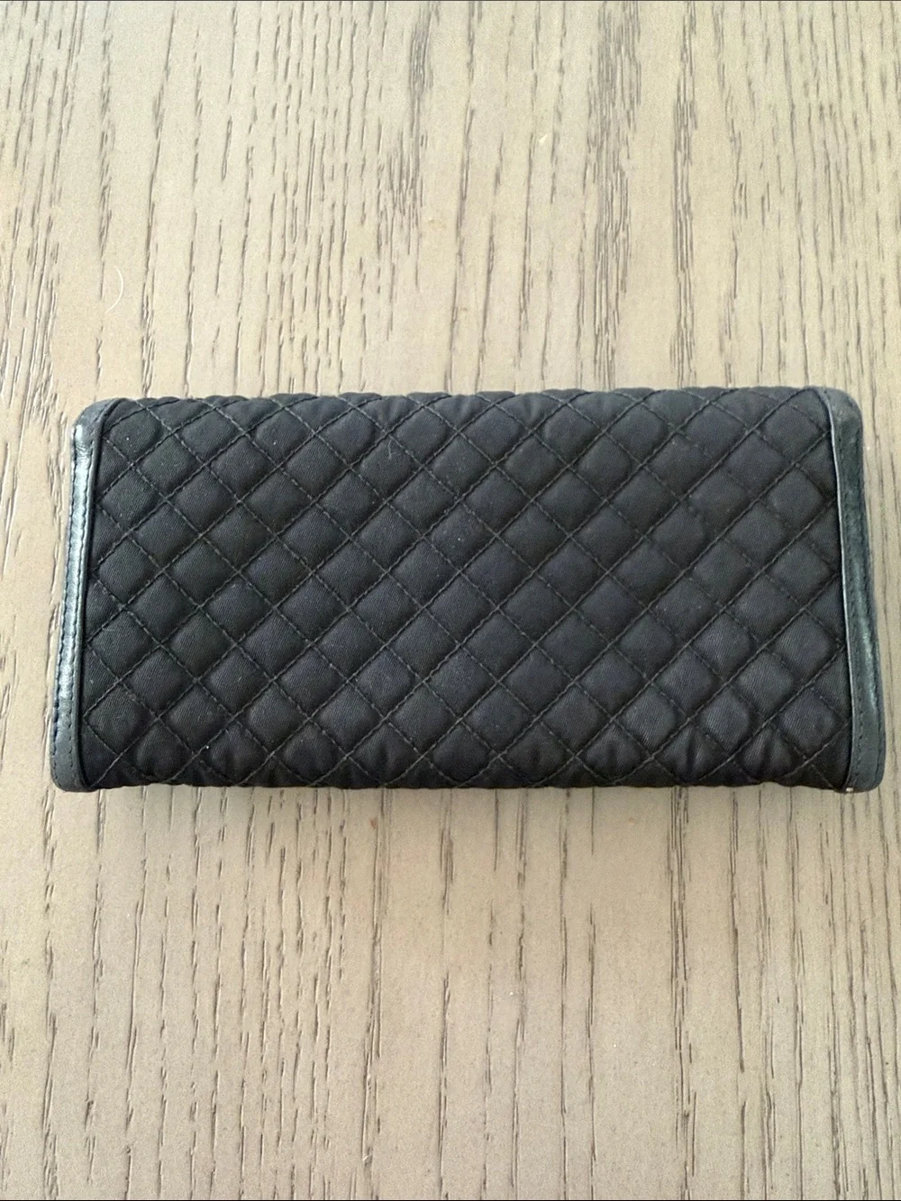 Prada Black Quilted Leather Card & Key Holder with Gold Logo